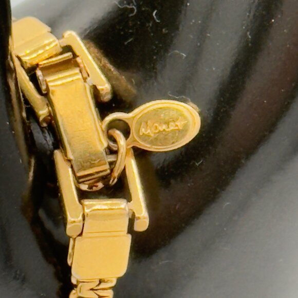 Monet Vintage Gold-Tone Snake Chain Bracelet With Fold-Over Clasp & Tag - Picture 5 of 7